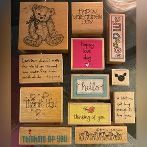 Valentine Love Rubber Stamp Bundle (12pc) | Scrapbooking Craft Stamps